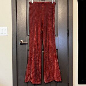Free People Slim Pull-On Velvet Flare Pants, Size Medium